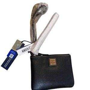 Dooney & Bourke Saffiano Gold and Black Wristlet wallet NWTs